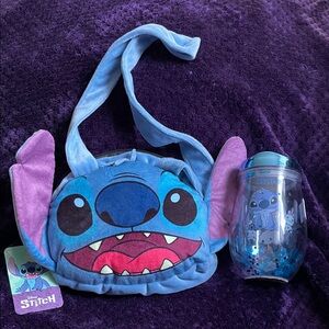 Disney Stitch Blue & Purple Bag And Blue Tumbler NWT